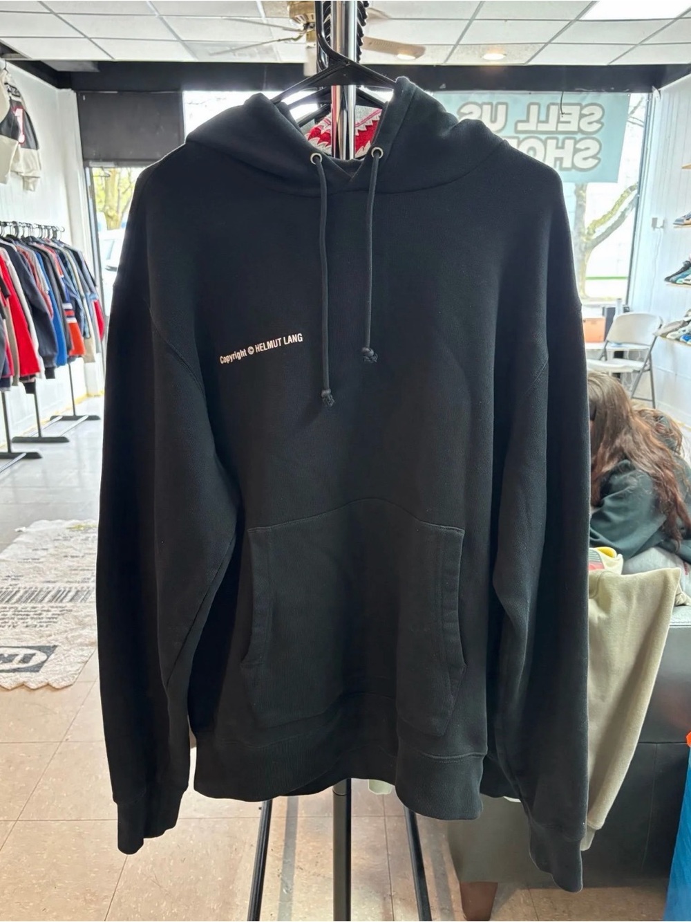 HELMET LANG PHOTOGRAPH POPOVER HOODIE BLACK  SIZE SMALL